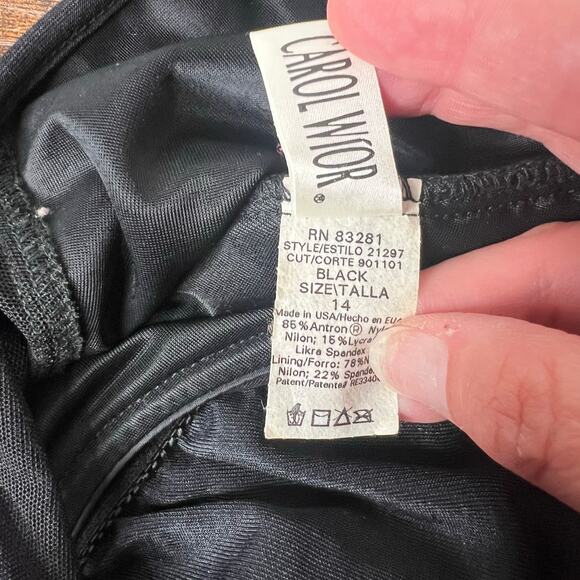 Carol Wior Swimsuit Women 14 One Piece Hawaii Flower Sheer Top Underwire VTG NWT - Picture 8 of 10